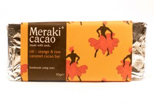 Merak Cacao Ole - orange & raw caramel bar. Suitable for vegans